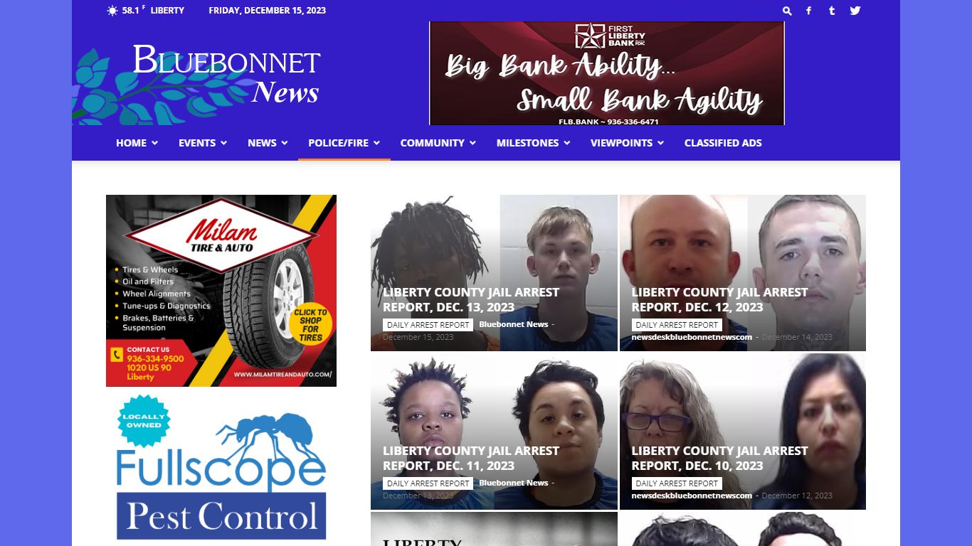 DAILY ARREST REPORT | Bluebonnet News